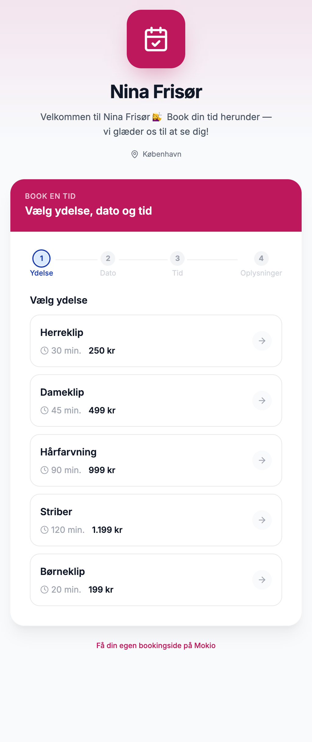 1 · Vælg en ydelse